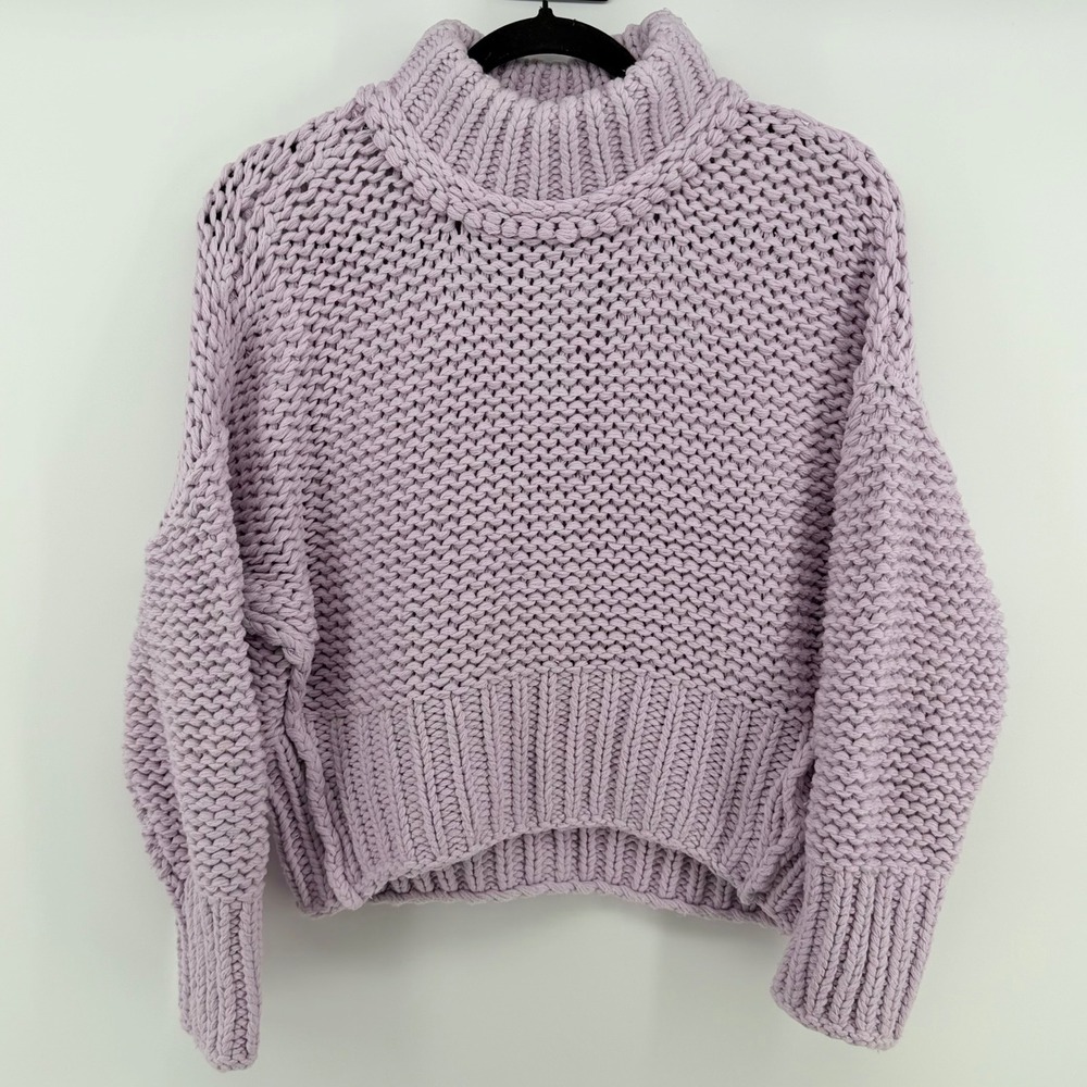 Free People My Only Sunshine Sweater S M Chunky Knit Oversized Lavender Boho
